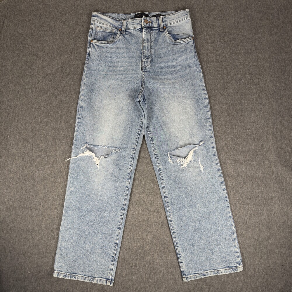 Kendall + Kylie Jeans Womens 11/30 Blue High Rise Skater Distressed Ripped Denim